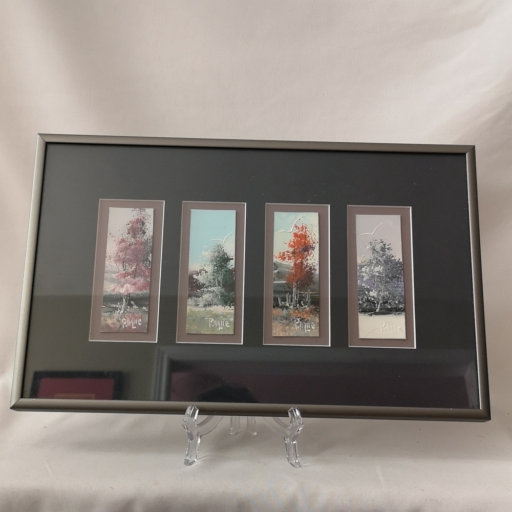 Lovely Four Miniature Original Oil Painting by Listed Quebec Artist Serge Paque